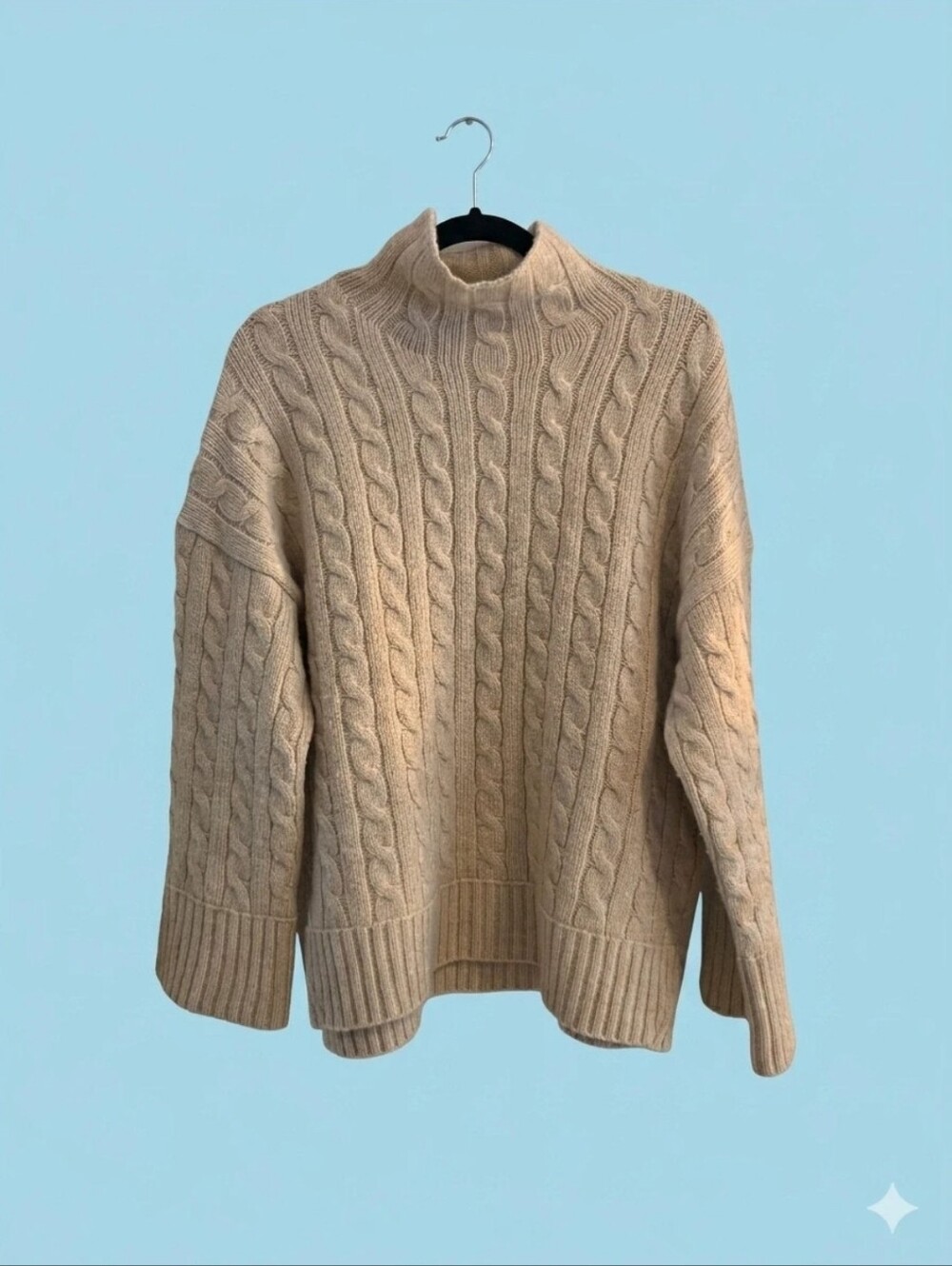 Abercrombie & Fitch Cable Turtleneck Sweater in Beige